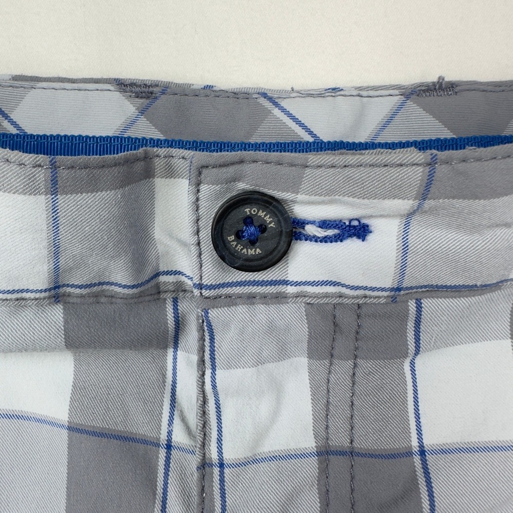 Tommy Bahama Shorts Men's 35 Gray Blue Plaid Flat Front Golf Preppy - Picture 3 of 7